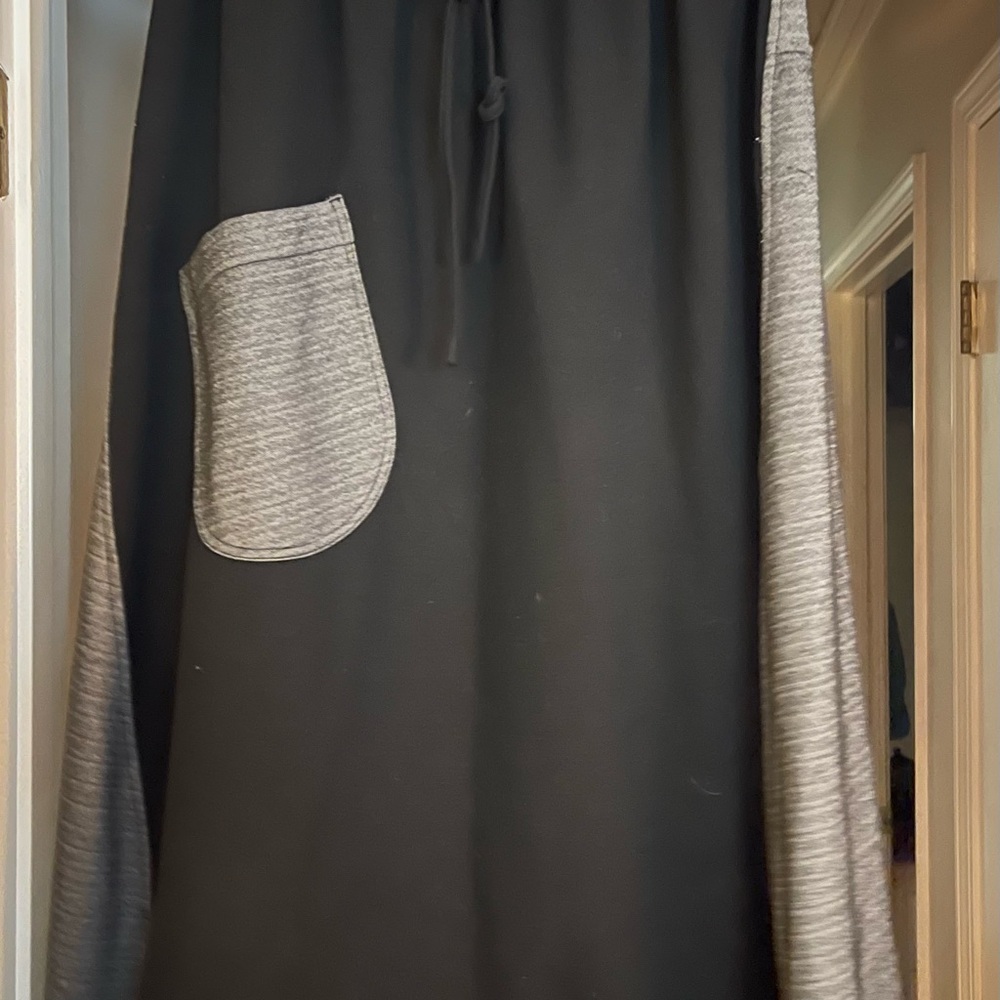Black and Gray Drop Crotch Pants with Pocket